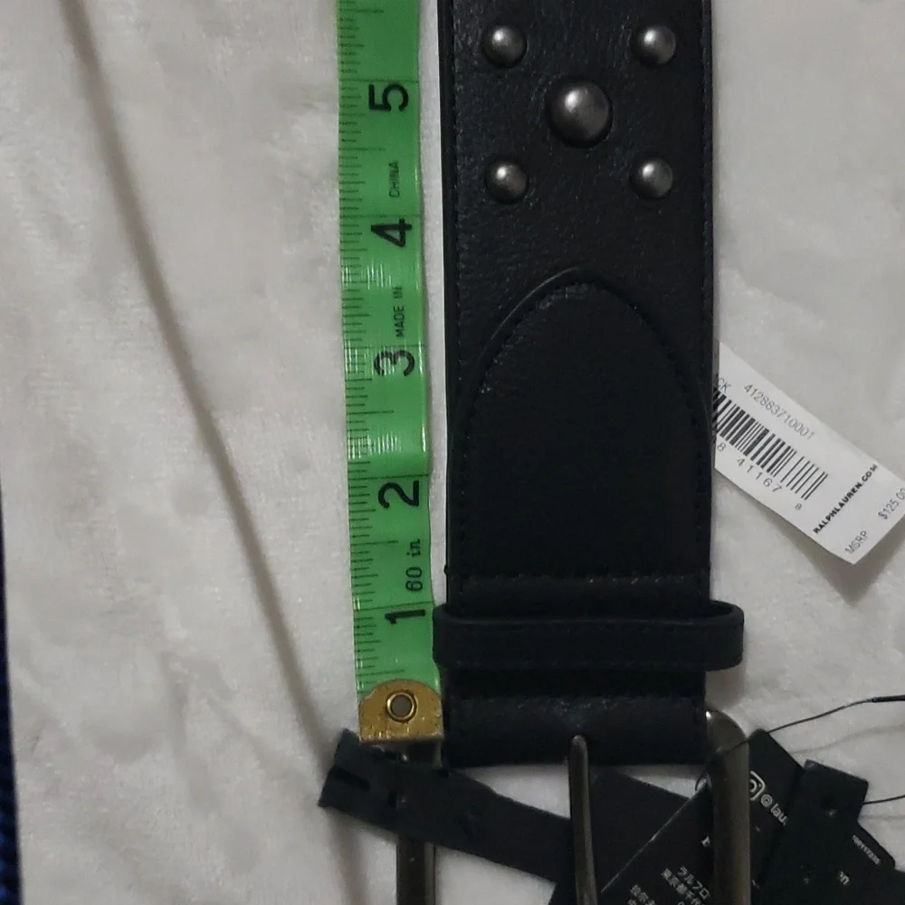 Lauren Ralph Lauren‎ Studded 2ins Wide Black leather Belt. NWT. Size SMALL